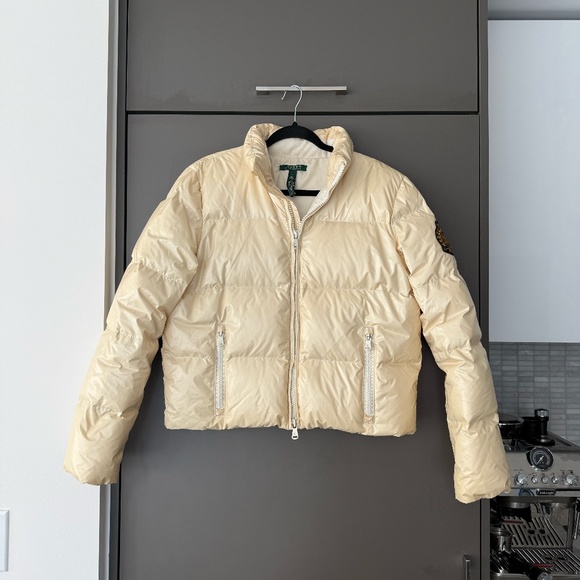 RARE Vintage Ralph Lauren Crest Patch Down-Filled Puffer Jacket in Ivory - Picture 2 of 11